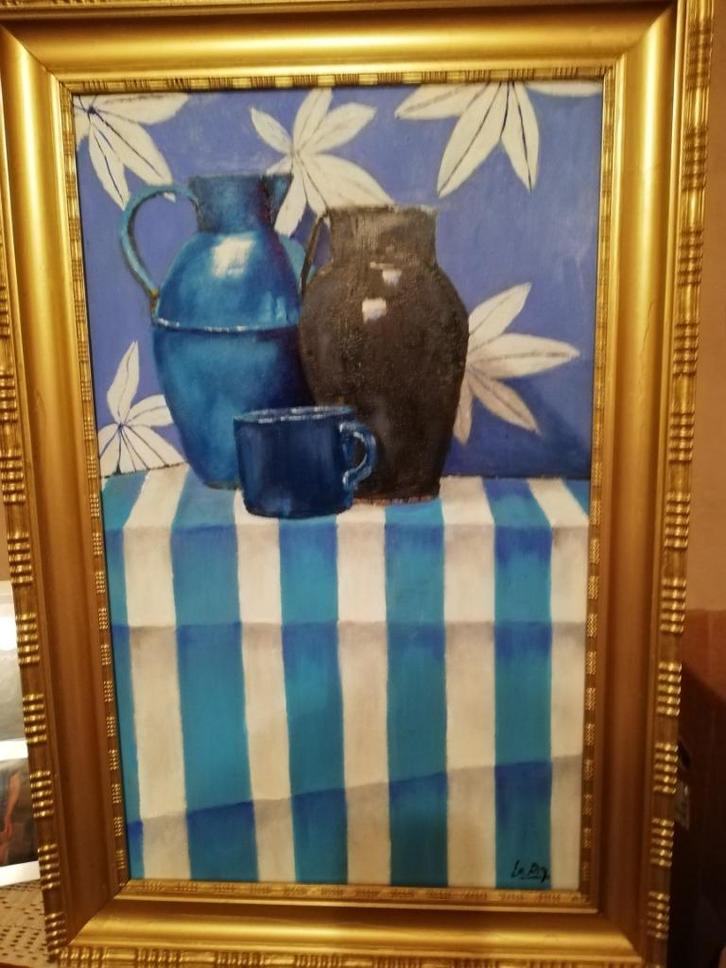 * A Leroy: stilleven: kannen en kruiken, Antiek en Kunst, Kunst | Schilderijen | Klassiek, Ophalen of Verzenden