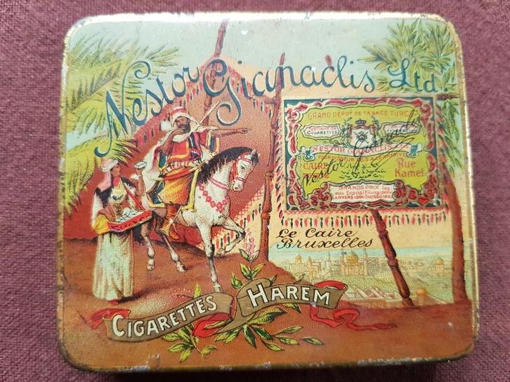 boîte métal de cigarettes " Harem " Nestor Gianaclis +/-1920, Collections, Articles de fumeurs, Briquets & Boîtes d'allumettes