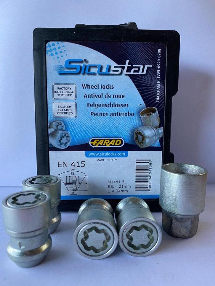 Nieuwe Wielsloten Slotmoeren M14x1.5 34mm Anti Diefstal Moer, Auto-onderdelen, Overige Auto-onderdelen, Nieuw, Ophalen of Verzenden