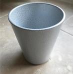 Cache pot émaillé blanc et argent, Enlèvement, Comme neuf