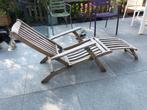 Ligstoel teak, Tuin en Terras, Ophalen, Gebruikt, Hout