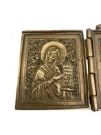 Russisch koperen drieluik icoon — Christus de Maagd Sint Jan, Antiek en Kunst, Antiek | Religieuze voorwerpen, Ophalen of Verzenden