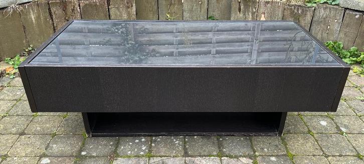 Ikea Ramvik salontafel met glazen blad en 2 lades, Huis en Inrichting, Tafels | Salontafels, Gebruikt, Minder dan 50 cm, 50 tot 100 cm