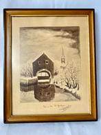 Aquarel: Vanne de Saint-Ghislain (Henegouwen) Vintage, Ophalen of Verzenden