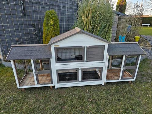 Extra groot Konijnenhok met 2 rennen in  nieuwstaat, Dieren en Toebehoren, Knaagdieren en Konijnen | Hokken en Kooien, Zo goed als nieuw