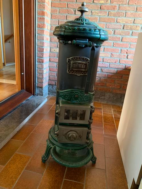 Art deco 'Continental' emaille houtkachel, Huis en Inrichting, Kachels, Zo goed als nieuw, Houtkachel, Ophalen