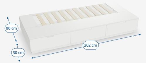 1 persoons wit bed Ikea met 3 lades, Huis en Inrichting, Slaapkamer | Bedden, Zo goed als nieuw, Eenpersoons, 90 cm, 200 cm, Overige materialen
