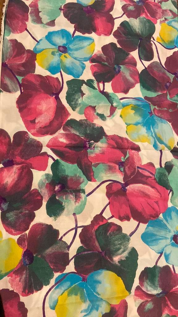 Bloemetjes stof roze-blauw-geel-groen, Hobby en Vrije tijd, Naaien en Fournituren, Zo goed als nieuw, Overige typen, Ophalen