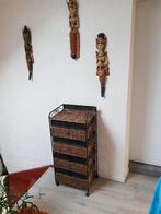 Opbergmeubel van rotan en smeedijzer met 4 laden, Ophalen, Gebruikt, Bohème ou campagnard, voir vintage.