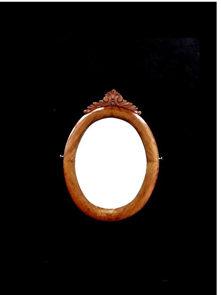 Grote antieke ovale spiegel met mahoniehouten frame, Antiek en Kunst, Antiek | Spiegels, Minder dan 100 cm, Ovaal, Ophalen of Verzenden