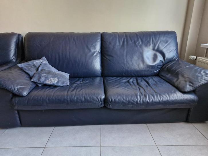 lederen salon, Huis en Inrichting, Zetels | Zetels, Gebruikt, Rechte bank, Overige maten, 150 tot 200 cm, 75 tot 100 cm, Leer