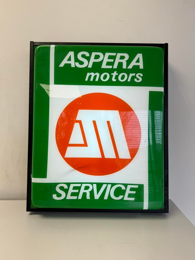 Ancienne boîte à lumière publicitaire ASPERA Motors, Enlèvement ou Envoi, Utilisé, Table lumineuse ou lampe (néon)