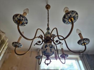 Lustre 6 branches en delft, Enlèvement, Comme neuf