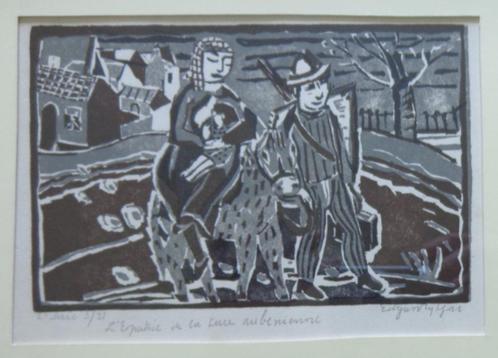 EDGARD TYTGAT / L'EXPATRIE RUBENIENE / HOUTSNEDE / 27x33cm, Antiek en Kunst, Kunst | Litho's en Zeefdrukken, Ophalen of Verzenden
