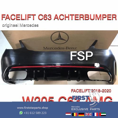 W205 C63 AMG FACELIFT 2020 ACHTERBUMPER GRIJS Mercedes C KLA, Auto-onderdelen, Carrosserie, Bumper, Mercedes-Benz, Achter, Gebruikt