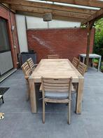 Tuinset tafel+6 stoelen, Tuin en Terras, Ophalen, Gebruikt, 6 zitplaatsen, Teakhout