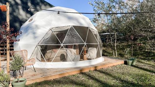 Luxe Glamping Dome – 6m – Uniek interieur – Verplaatsbaar –, Caravans en Kamperen, Tenten, Gebruikt, Ophalen