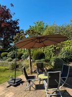 Parasol tuin + 4 voetstukken + hoes, Ophalen, Zo goed als nieuw