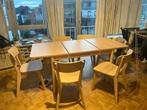 Uitschuifbare eettafel + 6 stoelen (IKEA), 150 à 200 cm, Cinq personnes ou plus, Rond, Comme neuf