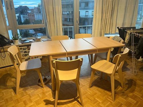 Uitschuifbare eettafel + 6 stoelen (IKEA), Maison & Meubles, Tables | Tables à manger, Comme neuf, 50 à 100 cm, 150 à 200 cm, Cinq personnes ou plus