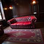 Vintage wijnrode chesterfield zetel / canapé / driezit, Antiek en Kunst, Ophalen of Verzenden