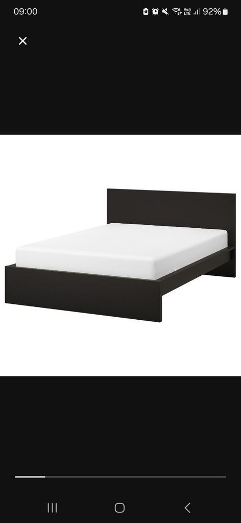 Ikea Malm Bedframe 140x200 zwart, Huis en Inrichting, Slaapkamer | Bedden, Gebruikt, Twijfelaar, Zwart, Ophalen