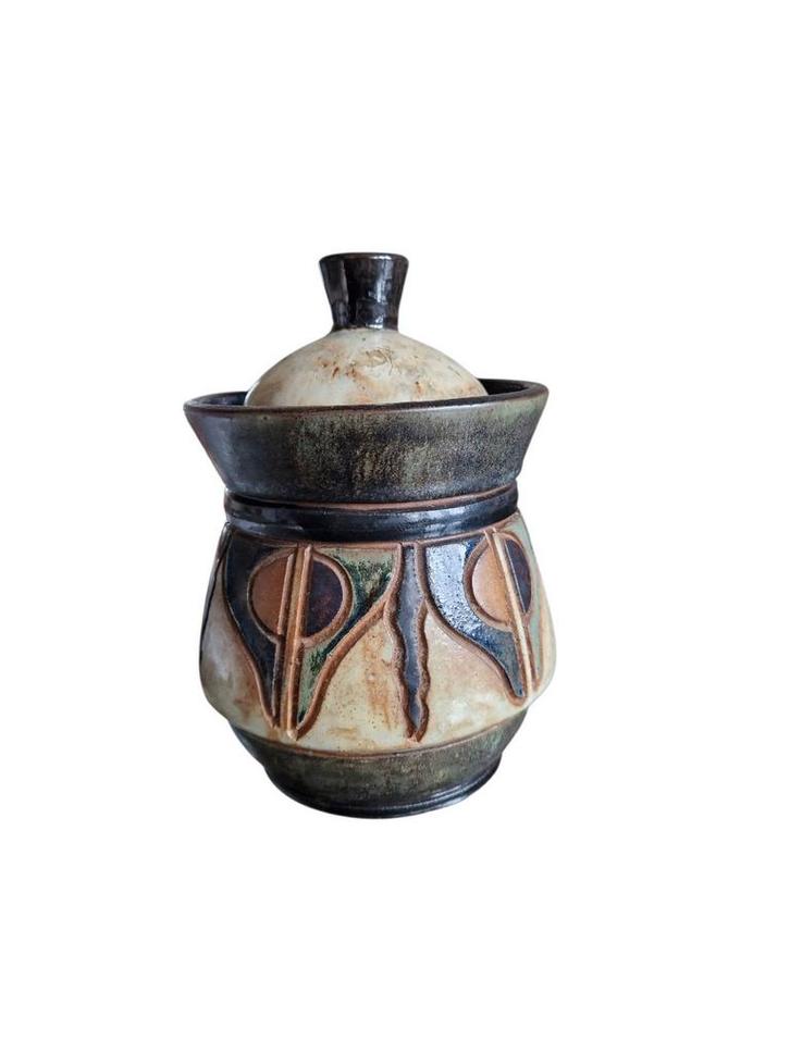 Steengoed pot met deksel gesigneerd Dubois, Antiek en Kunst, Antiek | Keramiek en Aardewerk, Ophalen of Verzenden