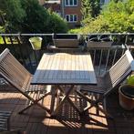 Teak tuintafel (70x70) met 2 bijpassende stoelen, Ophalen, Tuinset