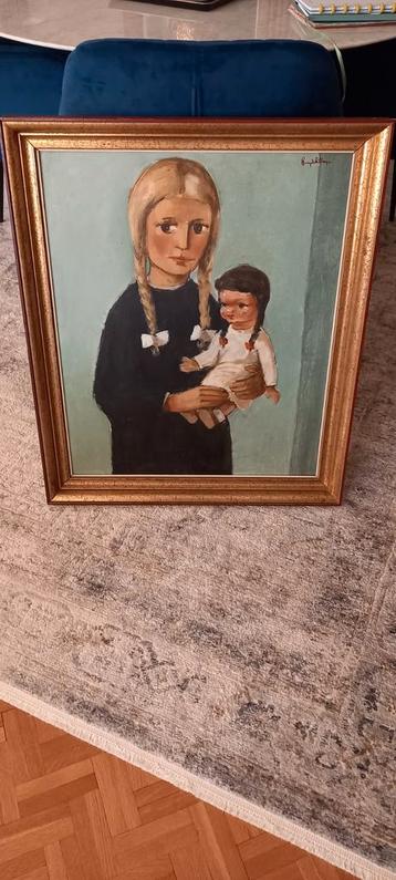 Groot schilderij van remy de pillecyn getekend  beschikbaar voor biedingen