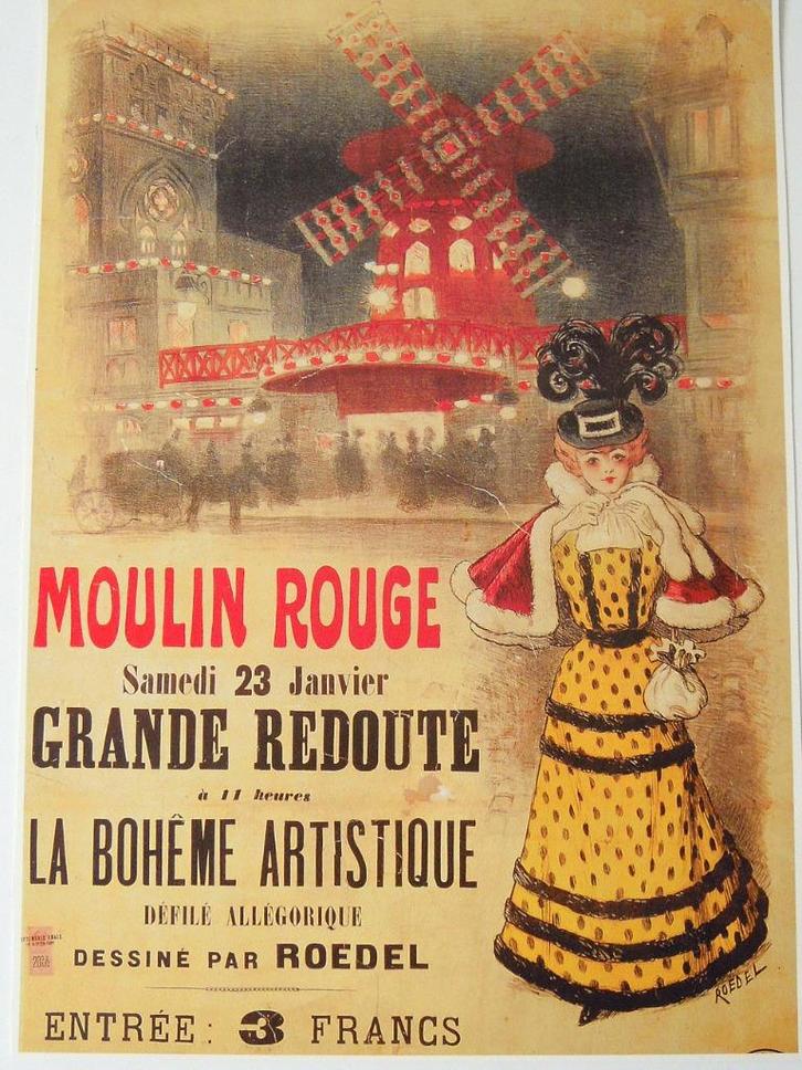 Moulin Rouge van Roedel in kader, Huis en Inrichting, Woonaccessoires | Wanddecoraties, Zo goed als nieuw, Ophalen of Verzenden