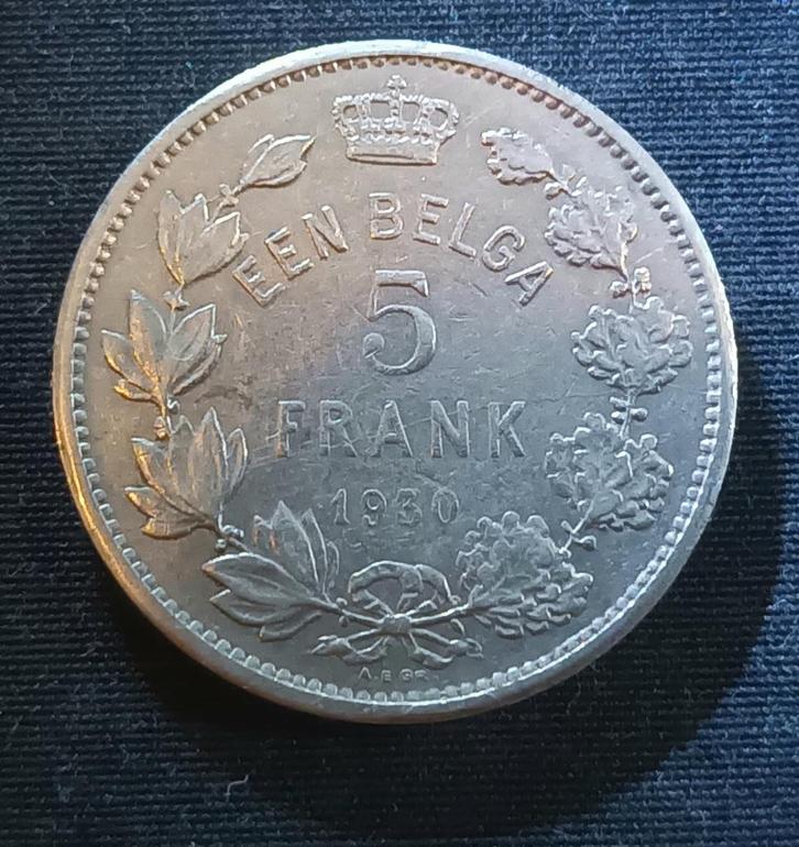 1 belga 5 frank 1930 VL pos. B - Albert I, Postzegels en Munten, Munten | België, Losse munt, Verzenden