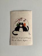 Oude gelopen kaart uir 1913 met verliefde poezen, Ophalen of Verzenden, Voor 1920, Gelopen, Overige thema's