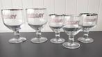 3 grote Chimay-glazen + 2 kleine Chimay-glazen, Ophalen of Verzenden, Zo goed als nieuw, Bierglas