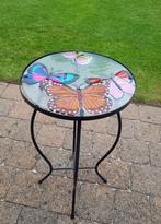 glazen siertafel met vlinder motief, Ophalen, Rond, Minder dan 50 cm, Zo goed als nieuw