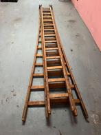 Houten ladder 3 delen X 14 treden (3,3 m per deel ), Doe-het-zelf en Bouw, Ladders en Trappen, Ladder, Gebruikt, Opvouwbaar of Inschuifbaar