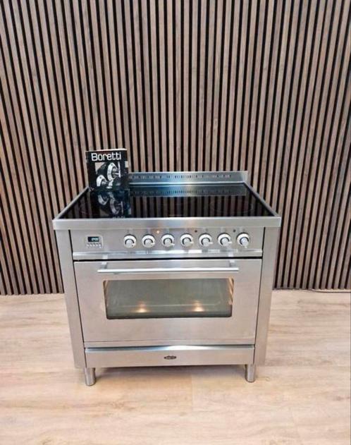 Luxe Rvs Boretti Inductie Fornuis 90 cm (Gratis bezorgen), Elektronische apparatuur, Kookplaten, Zo goed als nieuw, Vrijstaand