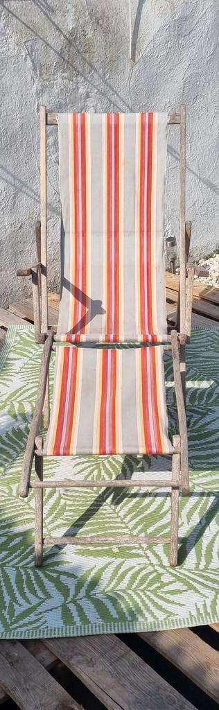 Transat/longue chaise Vintage en bois  beschikbaar voor biedingen