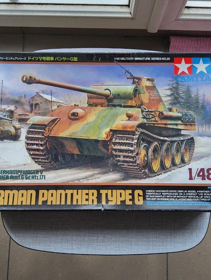 Duitse Panther Type G 1/48 Tamiya, Hobby en Vrije tijd, Modelbouw | Auto's en Voertuigen, Zo goed als nieuw, Tank, 1:32 tot 1:50