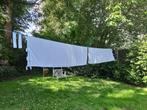 Lichtblauwe glasgordijnen, Huis en Inrichting, Ophalen, Gebruikt, 100 tot 150 cm, Romantisch
