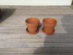 2 bloempotten met schotel, Tuin en Terras, Bloempotten, Ophalen, Nieuw, Rond, Aardewerk