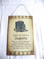 Metalen poster : Life is like a camera, Verzamelen, Ophalen of Verzenden, Zo goed als nieuw, A4 of kleiner, Rechthoekig Staand