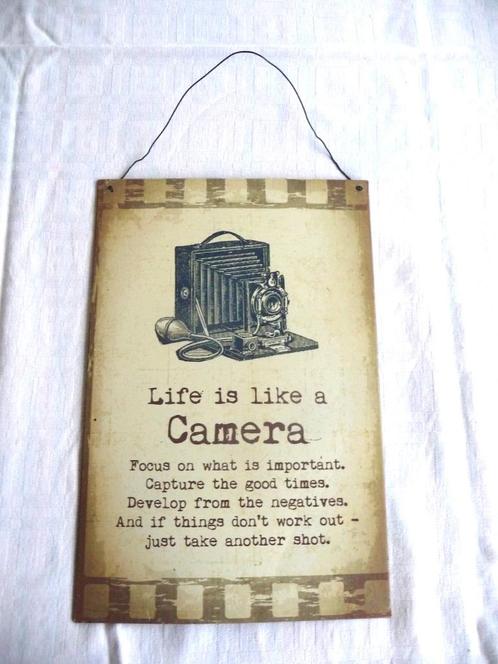 Metalen poster : Life is like a camera, Verzamelen, Posters, Zo goed als nieuw, A4 of kleiner, Rechthoekig Staand, Ophalen of Verzenden