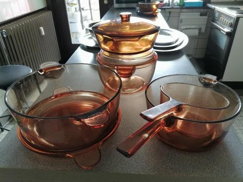 ANCHOR HOCKING kookpotten set 5-deling, Huis en Inrichting, Keuken | Potten en Pannen, Zo goed als nieuw, Overige typen, Glas