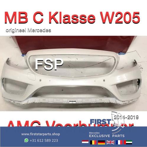 W205 AMG Voorbumper C Klasse C43  2014-2019 wit Origineel Me, Auto-onderdelen, Carrosserie, Bumper, Mercedes-Benz, Voor, Gebruikt