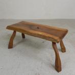 Vintage houten bijzettafeltje, boomstamkrukje, jaren 60, Ophalen of Verzenden