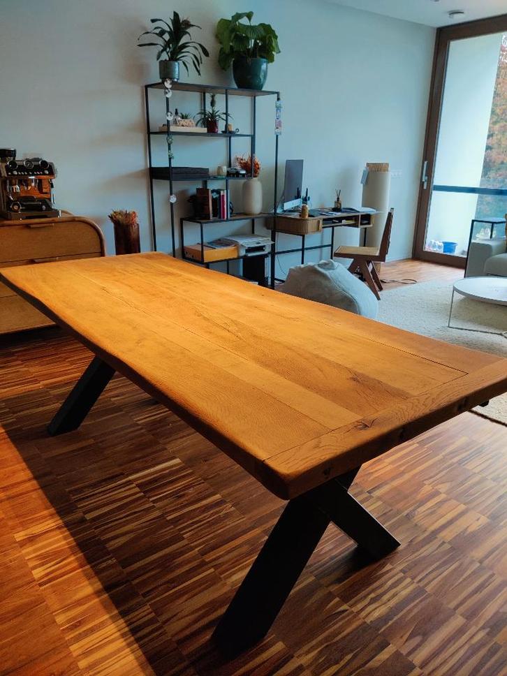 Massief eiken eettafel, Maison & Meubles, Tables | Tables à manger, Comme neuf, 50 à 100 cm, 200 cm ou plus, Cinq personnes ou plus