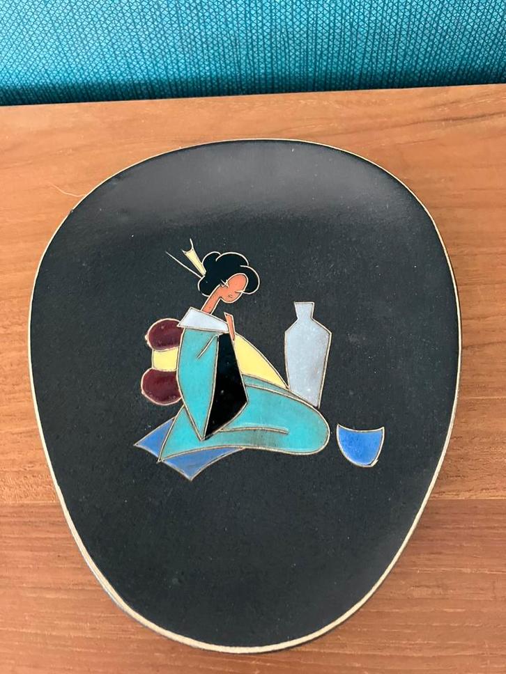 Vintage midcentuy Ruscha wandbord keramiek Japan/ geisha, Antiek en Kunst, Antiek | Keramiek en Aardewerk, Ophalen of Verzenden