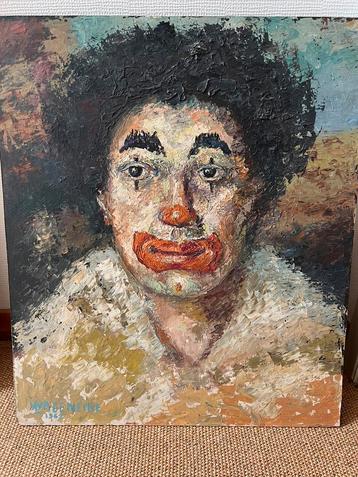 Schilderij op hout Clown gesigneerd L.Wageneire beschikbaar voor biedingen