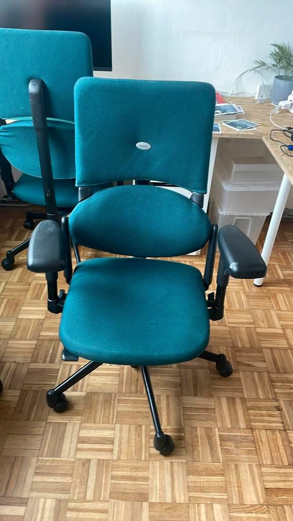 3 bureaustoelen van steelcase strafor, Huis en Inrichting, Bureaustoelen, Gebruikt, Bureaustoel, Groen, Ophalen
