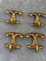 4 antieke kapstokken in messing brons, Ophalen, Brons